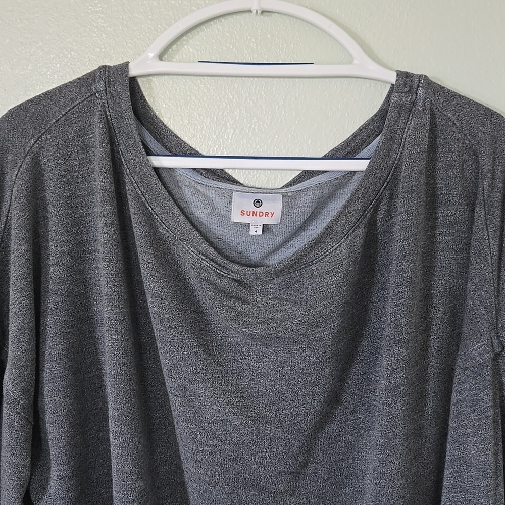 Sundry Oversized Raw Hem Gray Pullover Sweatshirt XL Size 4